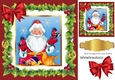 Lovely santa with little birds in holly frame with bow 8x8