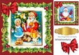 Lovely santa with little girl singing in holly frame with bow 8x8
