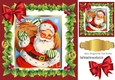 Lovely santa with sack of toys in holly frame with bow 8x8