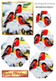 Lovely winter birds playing in the snow hexagon pyramids