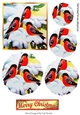 Lovely winter birds playing in the snow shaped circle pyramids