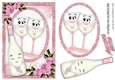 Pink toony glases with with pink roses in sparkle frame A5