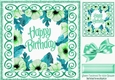 turq/white painted flower frame with bow and scroll 8X8