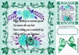turq roses in ornate scroll frame with bow & verse 8x8