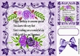 purple roses in ornate scroll frame with bow & verse 8x8