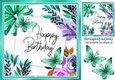 turq watercolour flowers with butterflies 8x8