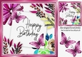 pink watercolour flowers with butterflies 8x8