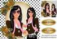Modern girl with gold roses and polkadot frame 8x8