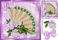 pretty lace fan with pretty shades of lilac roses 8x8