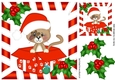 Cute little kitty in santa hat in xmas box with holly 8x8