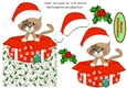 Cute little kitty in a santa hat in  xmas box with holly over the edge