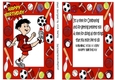 Footie boy in red, sports card front & insert A5