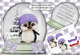 Cute little penguin in a hat in a snow globe with tree (lilac) 8x8 Mini Kit