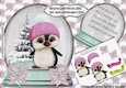 Cute little penguin in a hat in a snow globe with tree (pink) 8x8 Mini Kit