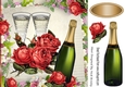 Red Roses & Champagne in floral frame for Anniversary 8x8
