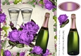 Purple Roses & Champagne in floral frame for Anniversary 8x8