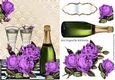 pretty purple roses with champagne A5