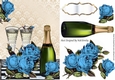 pretty blue roses with champagne A5