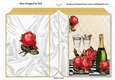 pretty red roses with champagne A5 folded book