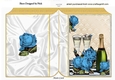 pretty blue roses with champagne A5 folded book