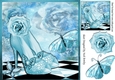 Pretty blue sparkle shoes with roses & butterflies 8x8