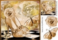 Pretty gold sparkle shoes with roses & butterflies 8x8