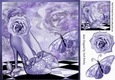 Pretty purple sparkle shoes with roses & butterflies 8x8