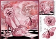 Pretty pink sparkle shoes with roses & butterflies 8x8
