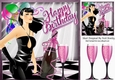 Party Girl with balloons and  pink champagne 8x8