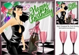 Party Girl with balloons and rose champagne 8x8