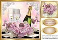 for a happy couple champagne & pink roses 8x8