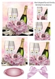 champagne & pink roses with bow pyramids