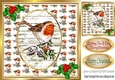 lovely robin on a branch with holly 8x8