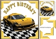 Yellow Sports Car with corners and check frame 8x8