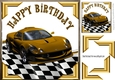 Gold Sports Car with corners and check frame 8x8