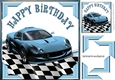 blue Sports Car with corners and check frame 8x8