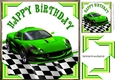 Green Sports Car with corners and check frame 8x8