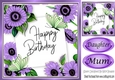 pretty purple flowers and butterflies in 8x8 frame