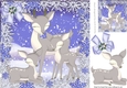 Lovely family of reindeers in the snow with lilac bow 8x8