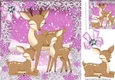 Lovely family of reindeers in the snow with pink bow 8x8