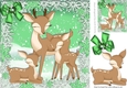 Lovely family of reindeers in the snow with green bow 8x8