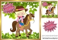 Cowgirl riding her horse 8x8 (pink)