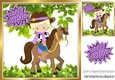 Cowgirl riding her horse 8x8 (purple)