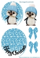 Cute pengy in blue bobble hat rocker card