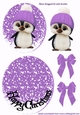 Cute pengy in purple bobble hat rocker card