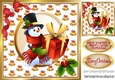 Lovely snowman with presents, bow with holly 8x8