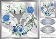 pretty deers with blue roses 8x8