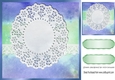 Pretty rainbow blue with oval lace and border card front