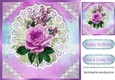 Pretty rainbow pink with oval lace and border with pink roses 8x8