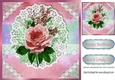 Pretty rainbow rosey pink with oval lace and border with rosey pink roses 8x8
